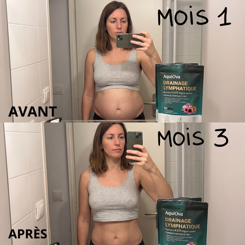 Avant après ventre dégonflé drainage lymphatique femme